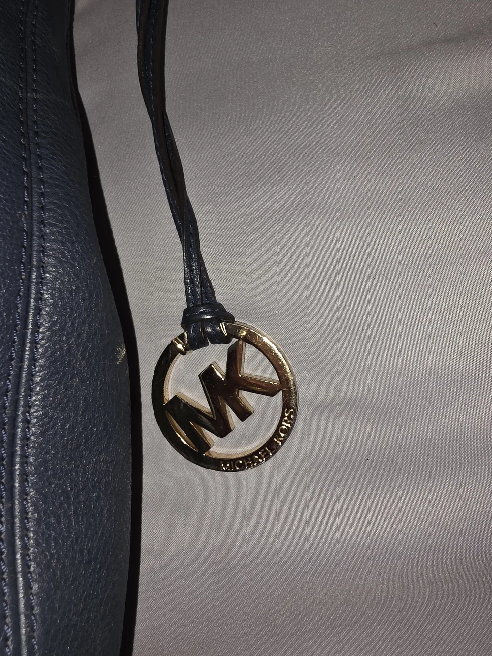 Michael Kors Rhea Blue Pebbled Leather Zipper Pocket Hobo Shoulder Bag